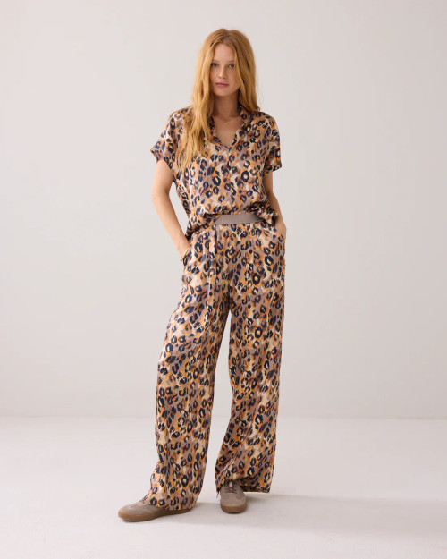 WIDE LEG TROUSER -  PANTHER PRINT