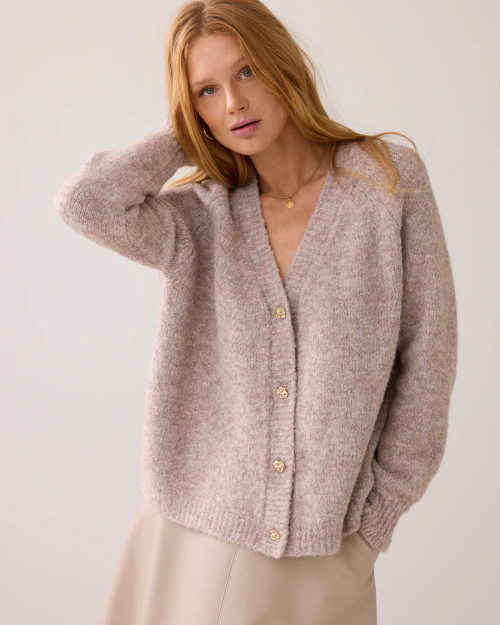 CARDIGAN SWEATER WITH LUREX AND GOLD BUTTONS
