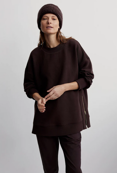 VA SWEATSHIRT MAE BOYFRIEND IN BROWN ZIP SIDE 