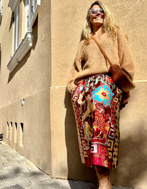 ROSALEE DRAGON MIDI SKIRT