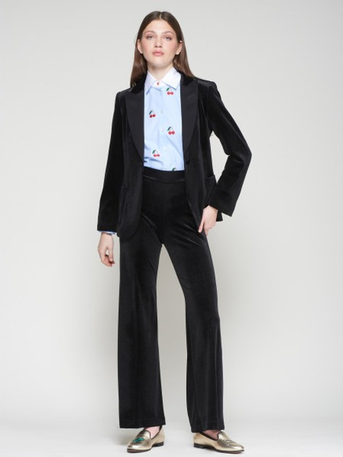 VELVET BLACK PULL ON TROUSER