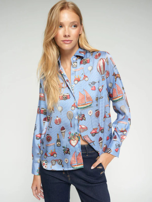 VINTAGE PRINTED BLUE SHIRT