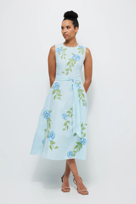 MEDINA LT BLUE EMBROIDERED DRESS