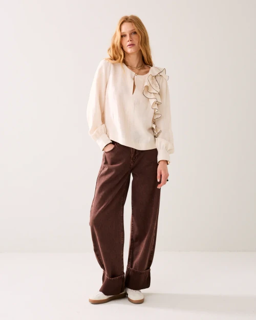 LINEN BLEND BLOUSE
