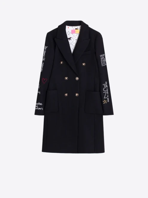 LIANA FERRIS WHEEL EMBROIDERED WOOL COAT
