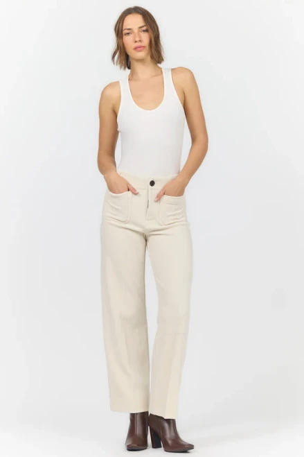 AUDREY HIGH RISE WIDE LEG - EGRET