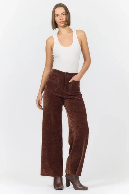 AUDREY HIGH RISE WIDE LEG - CHOCOLATE