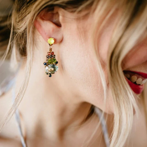 BRIE MULTI COLORED STONE DROP EARRING