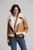 Clayton faux shearling vegan leather zipped moto jacket w/ knit trim