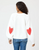 RICKI IMPERFECT RED HEARTS ON ELBOW SWEATER