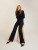 NEOPRENE NAVY STRIPED WIDE LEG PANT
