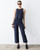 PONTE KNIT CROPPED STRAIGHT PANT - NAVY, BROWN