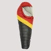 Sierra Designs Nitro 20 sleeping bag, red/black with yellow stripe, front view, partially opened