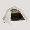 Sierra Designs Nomad 4 tent, white/green, front view, with fly attached and door opened