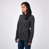 Woman wearing Sierra Designs Foxboro Sweater Knit Jacket, Gun Metal, side view