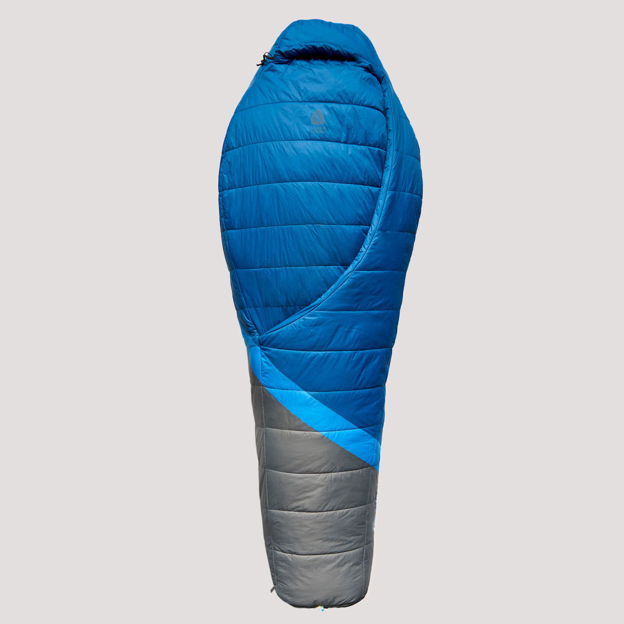 Sierra Designs Night Cap 20 sleeping bag, blue, top view, partially opened
