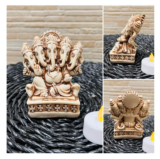 Estatuilla Ganesha 5 Cabezas Resina India Apto Exterior