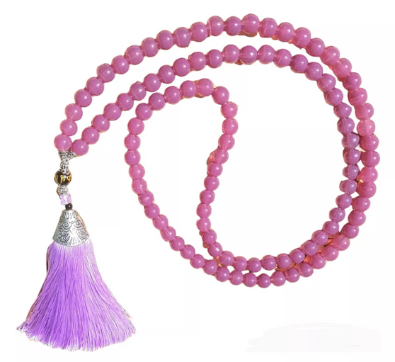 Japa Mala De Opalina Sintética Lila De 8mm Rostro De Buda