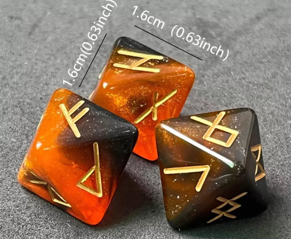 Set 3 Dados Runas Vikingas Acrílico Tipo Dados Astrológicos