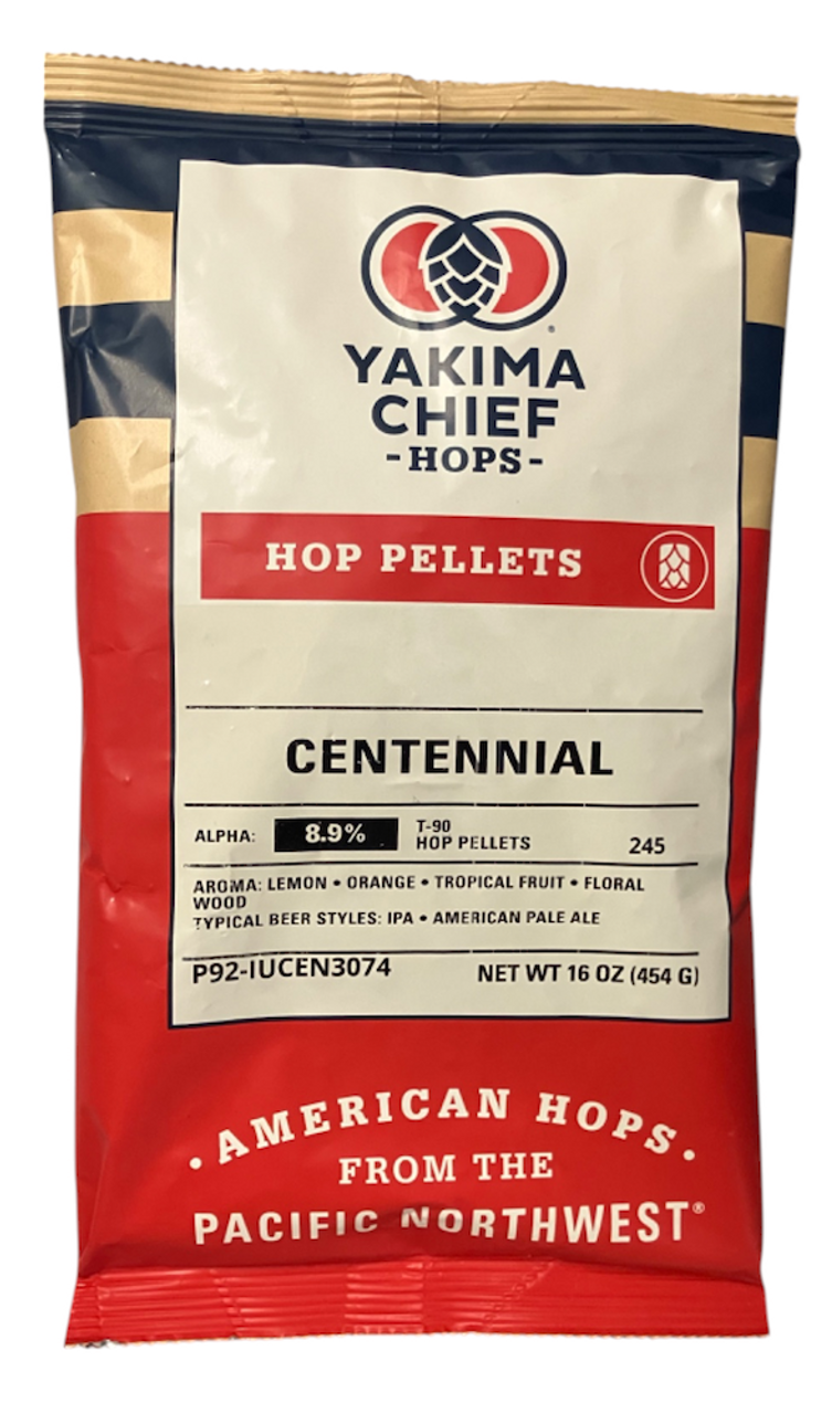 Centennial hop package, front