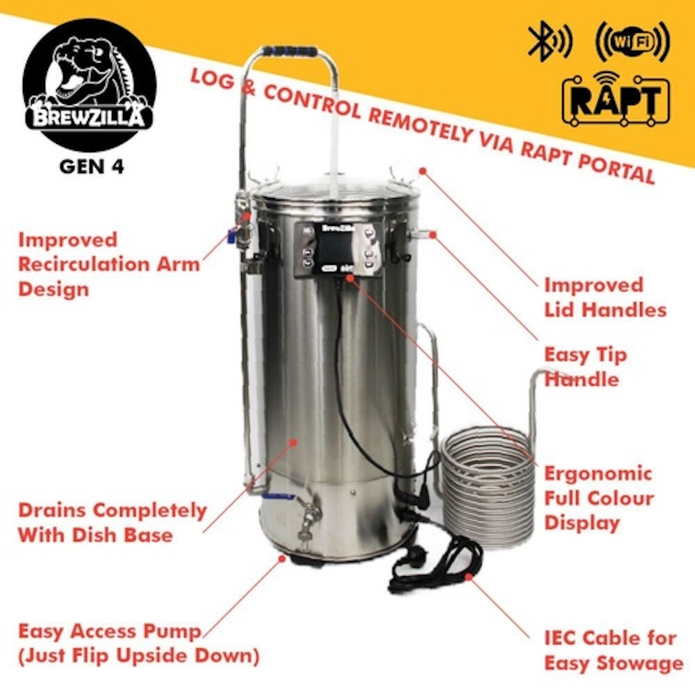 BrewZilla V4 All Grain Brewing System With Pump, WIFI, Bluetooth