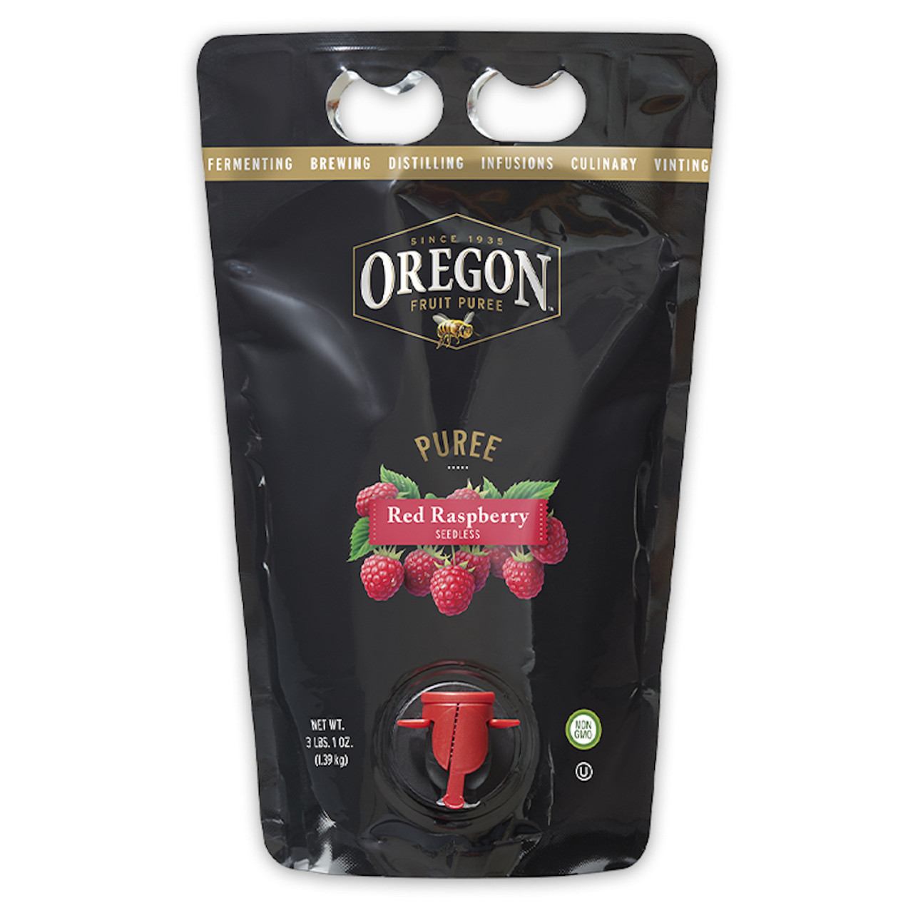 Oregon fruit red raspberry pouch with spigot