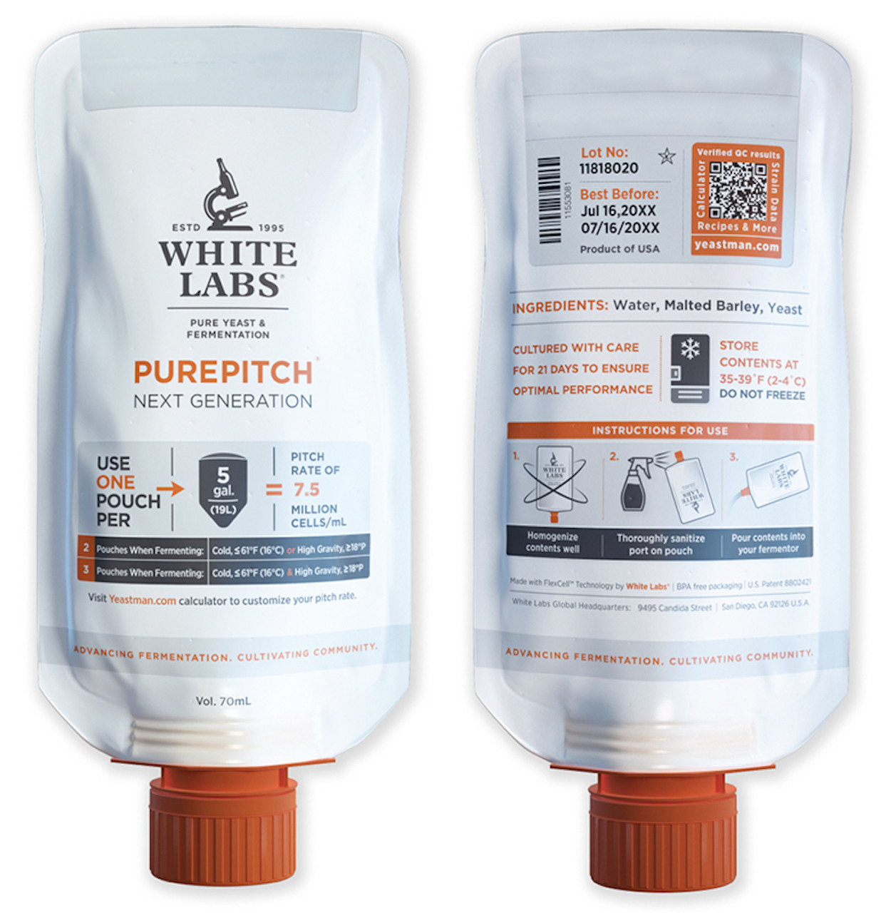 White Labs WLP008 East Coast Ale package front and back