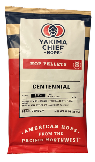Centennial hop package, front