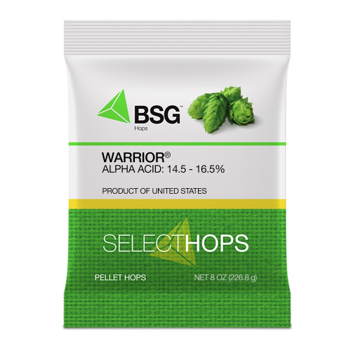 Warrior 8 oz hop pellet package