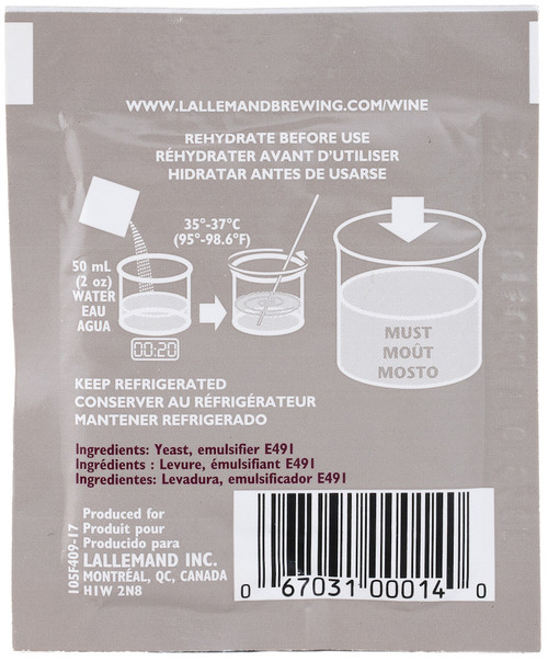Lalvin EC-1118 Wine Yeast back view