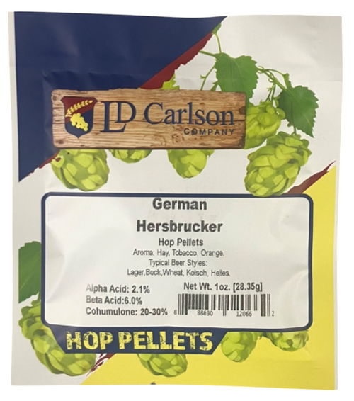 German Hersbrucker Hop Pellets in 1 ounce package