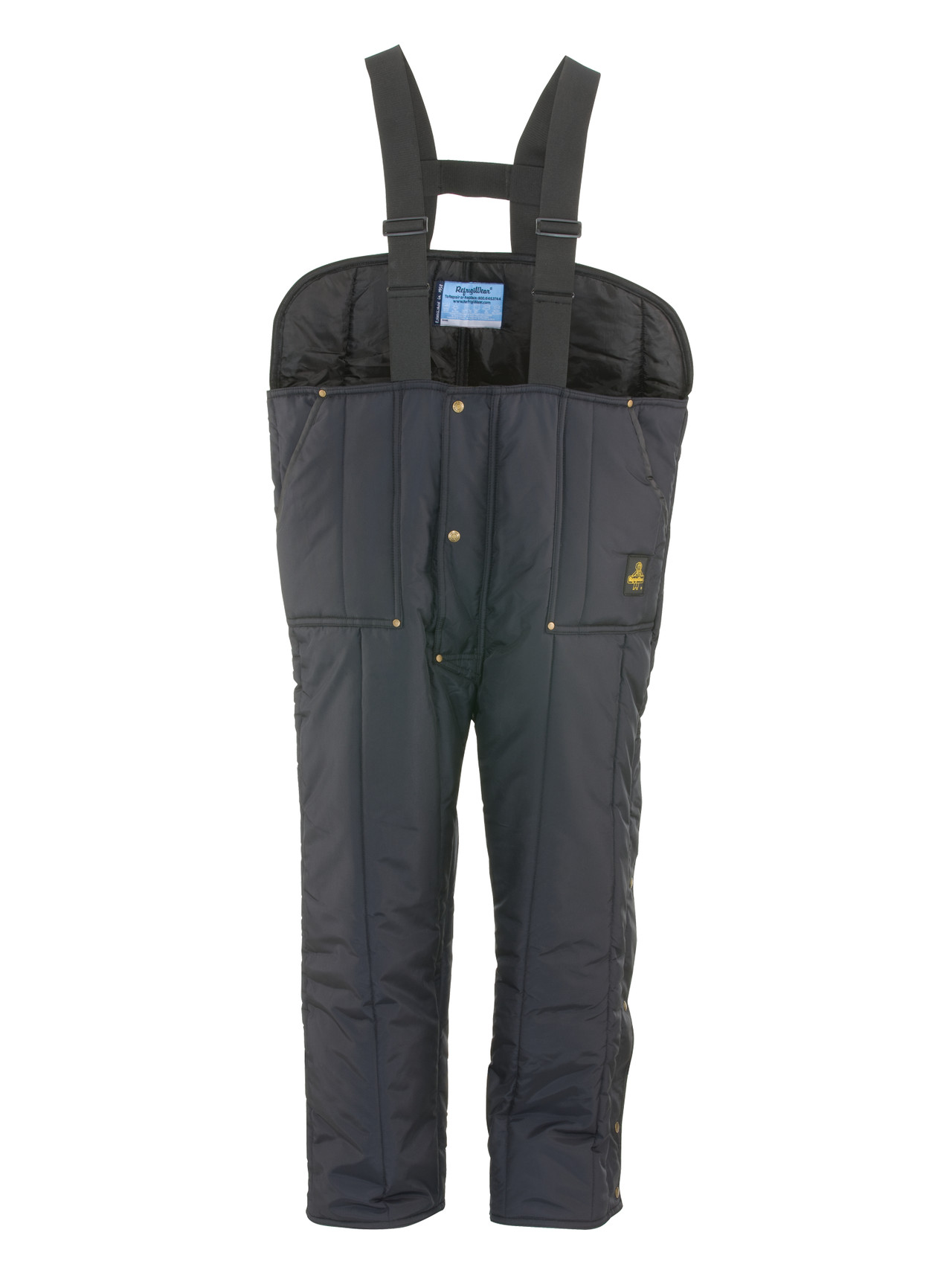 極寒対策に【RefrigiWear】中綿入り デニム オーバーオール 黒L　稀 0345RNAV_F__74042.1759870161.