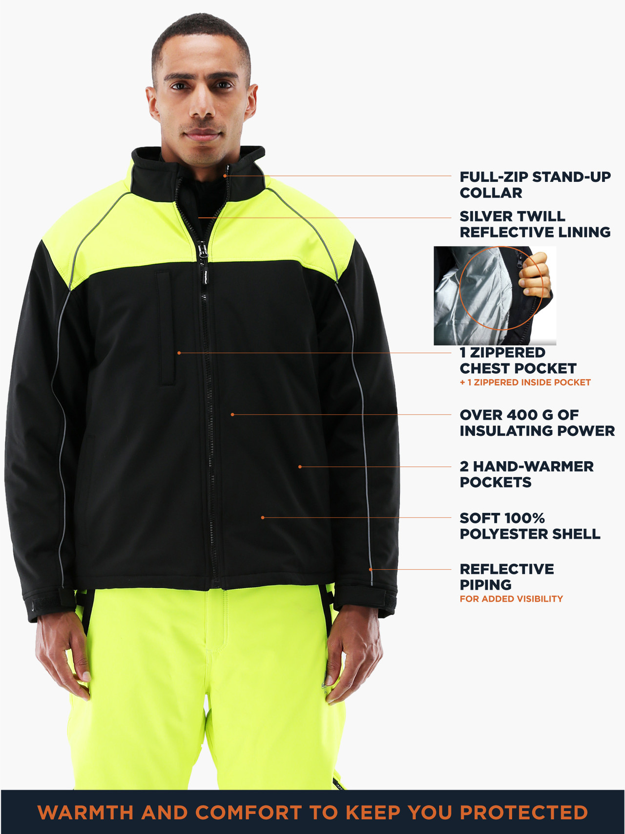 トップス ililil Sickness high neck track jacket 8220-twotone-Hivis-Inulated-