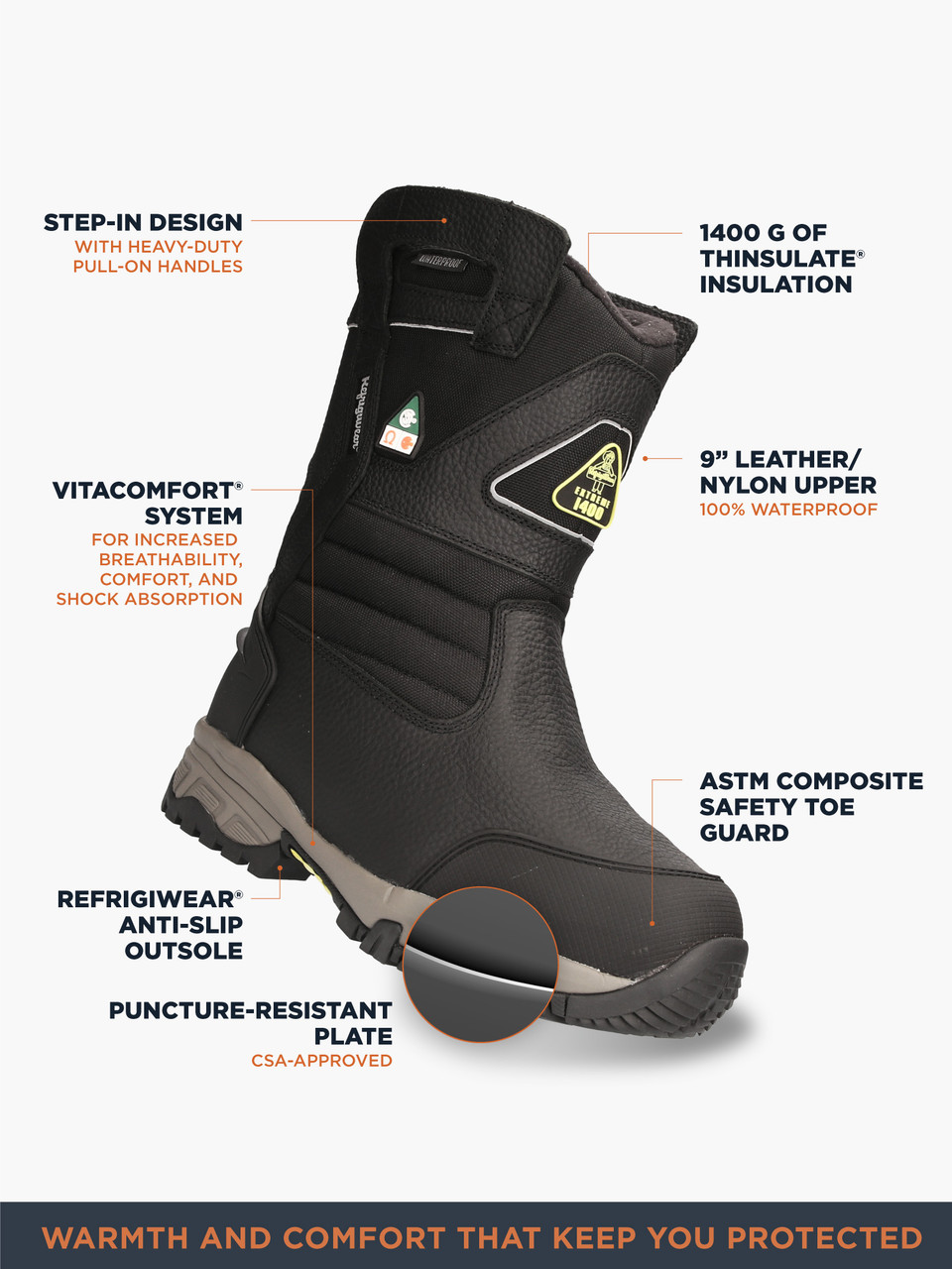 Pull on store insulated work boots