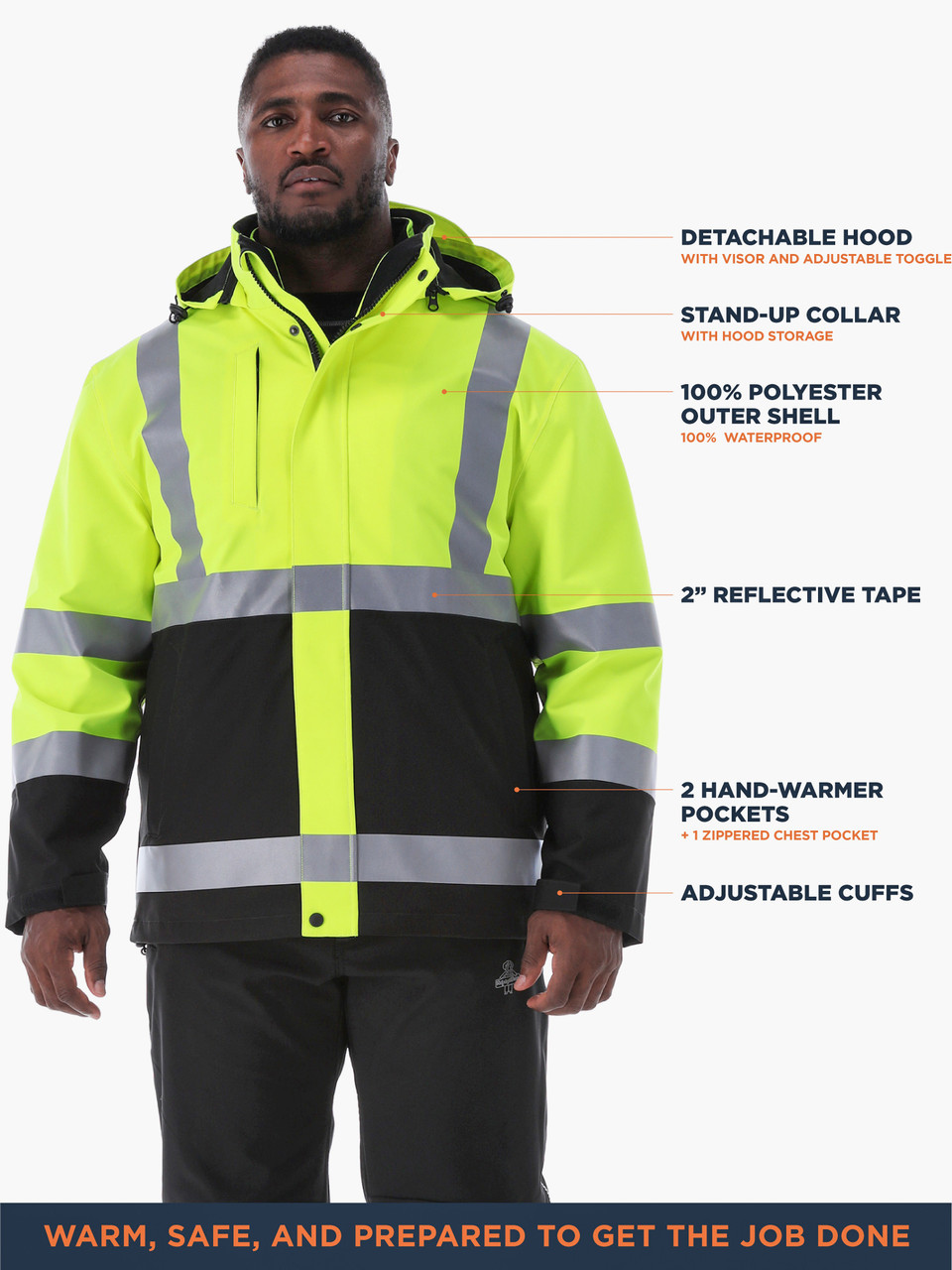 HiVis 3-in-1 Rainwear Jacket (9178) | Rated for 10°F | RefrigiWear