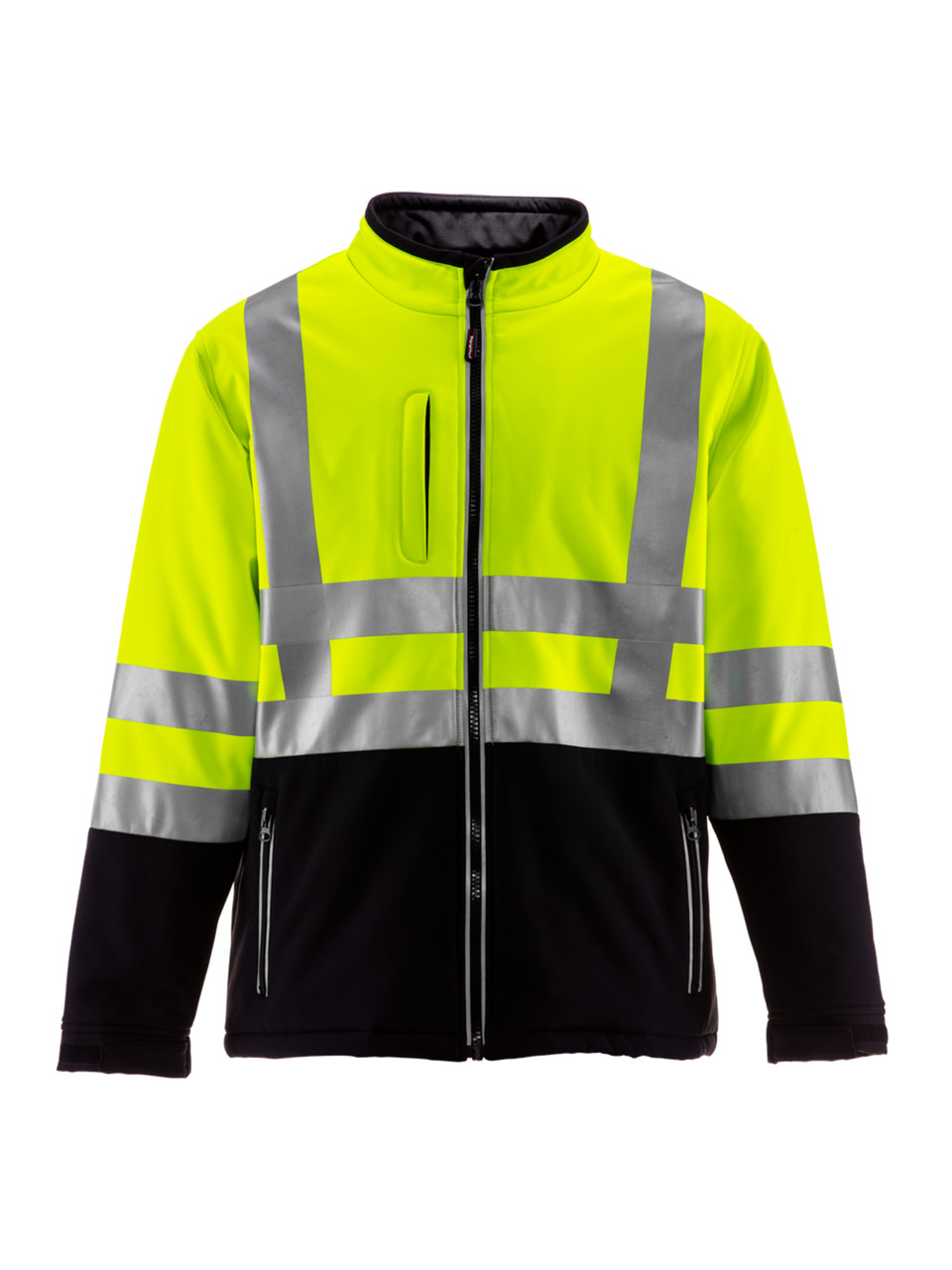 Refrigiwear Mens High Visibility Insulated Softshell Jacket with Reflective Tape (Black/Lime, Xl)