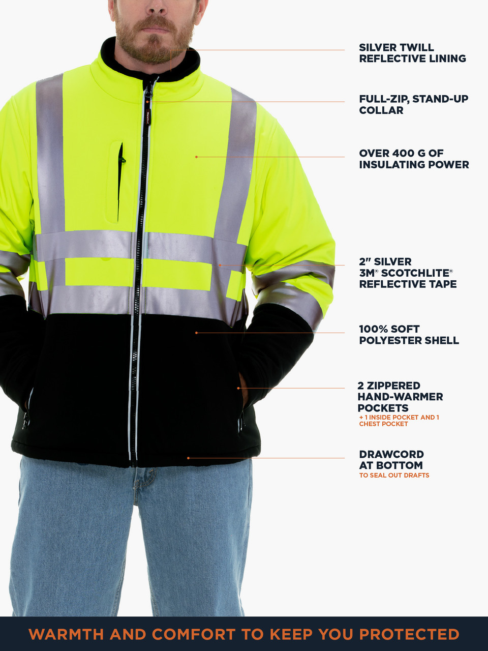 HiVis Insulated Softshell Jacket (496) | Rated for -20°F | RefrigiWear