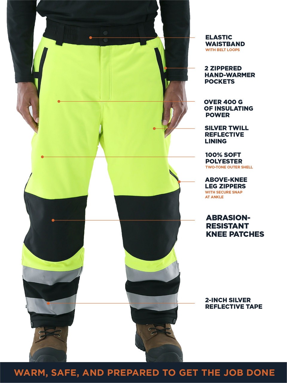 HiVis Insulated Softshell Pants (7496), Rated for -20°F