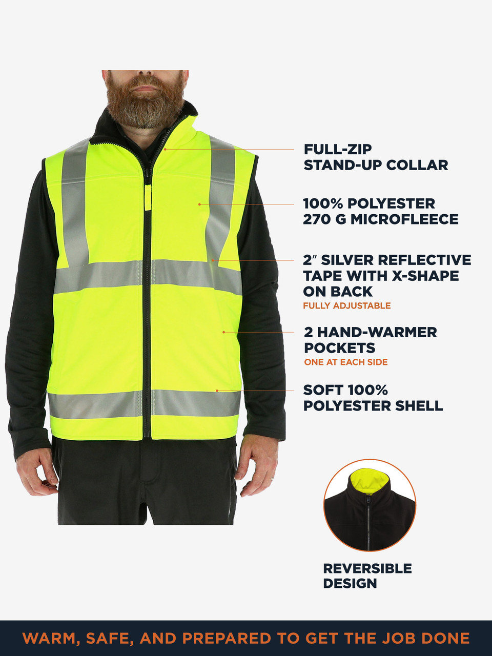 HiVis Reversible Softshell Vest (9499) | Rated for 20°F | RefrigiWear