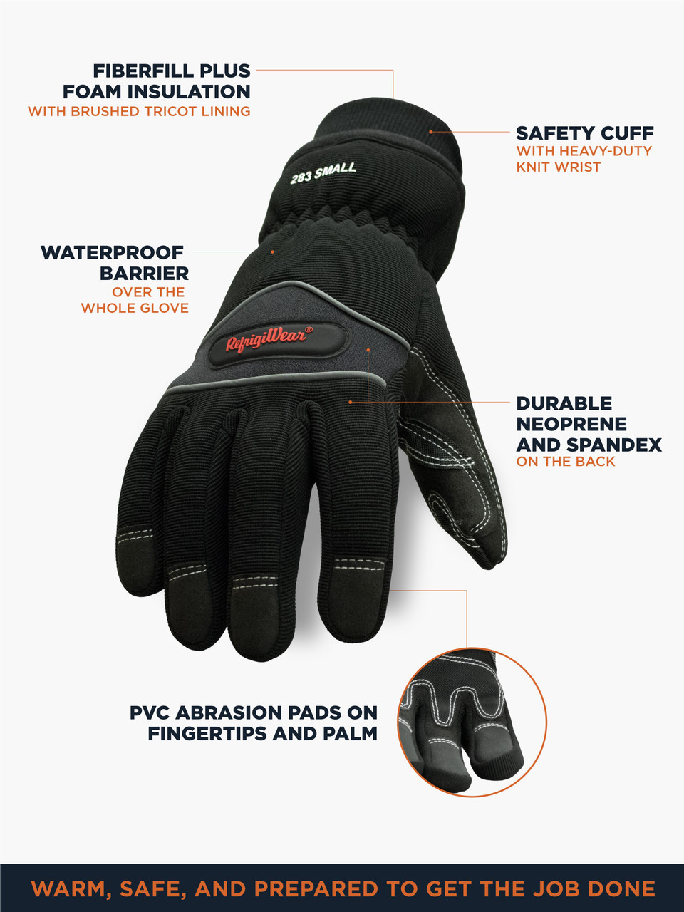 Waterproof Abrasion Safety Glove (283), Rated for -20°F