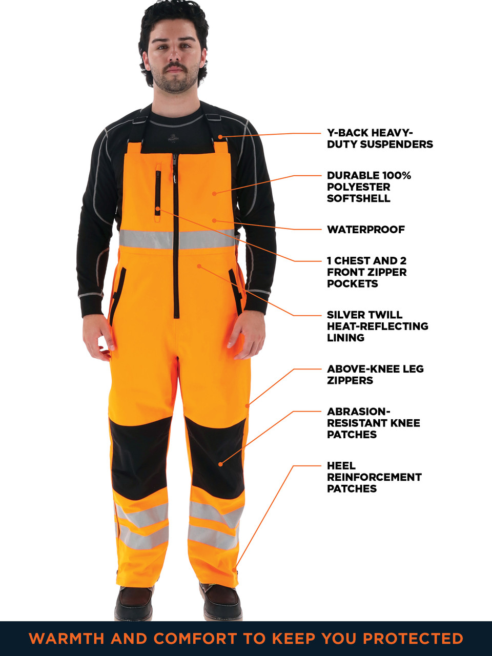 Lightweight HiVis Work Overalls (7192) | Rated for 20°F | RefrigiWear