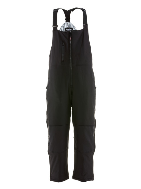 Black/Charcoal-Insulated Softshell Bib Overalls front view