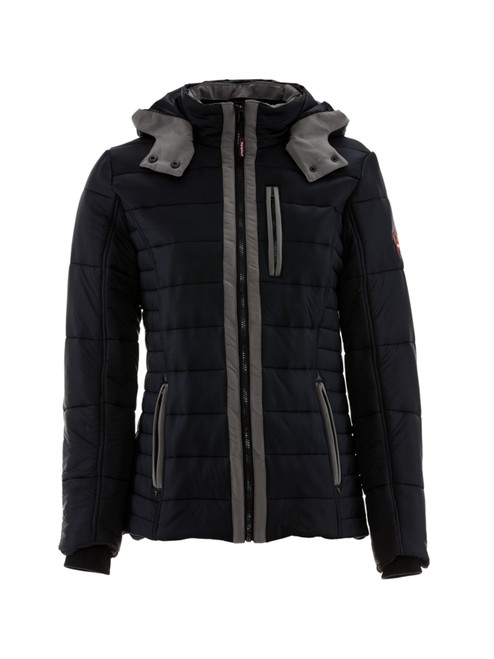 Black/Charcoal-Women's Pure-Soft Puffer Jacket front view