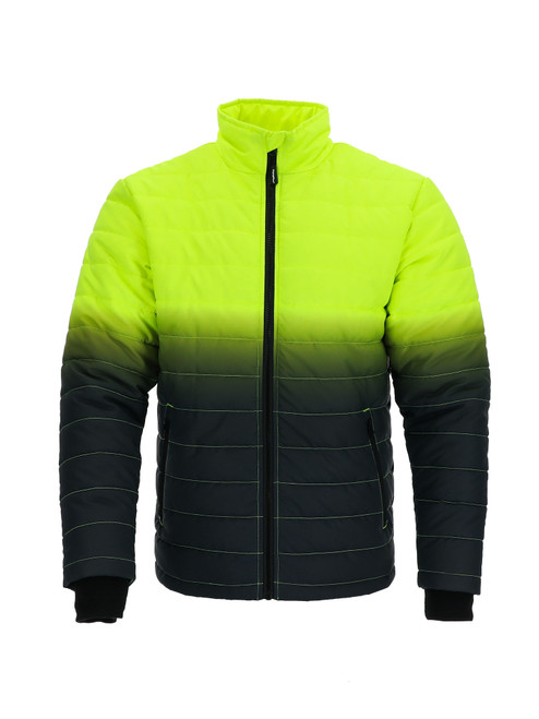 Lime/Navy-Enhanced Visibility Quilted Jacket front view