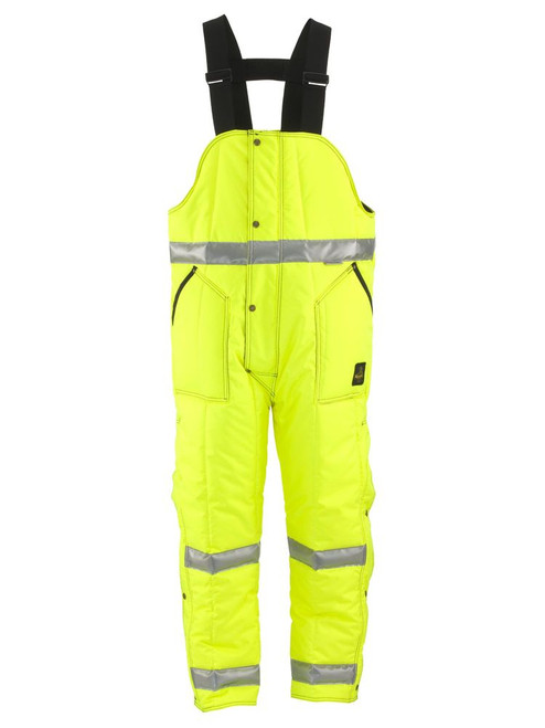 Lime/Sliver-Hivis Iron-Tuff® Bib Overalls with Reflective Tape front view