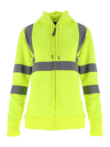 Front view of Women's HiVis Hooded Sweatshirt