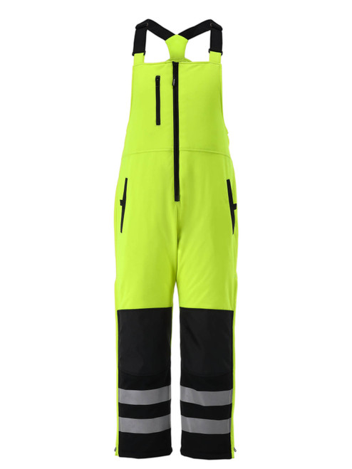 Front view of Women's HiVis Insulated Softshell Bib Overalls