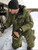 Sage-Iron-Tuff® Coveralls with Hood on model working in the snow