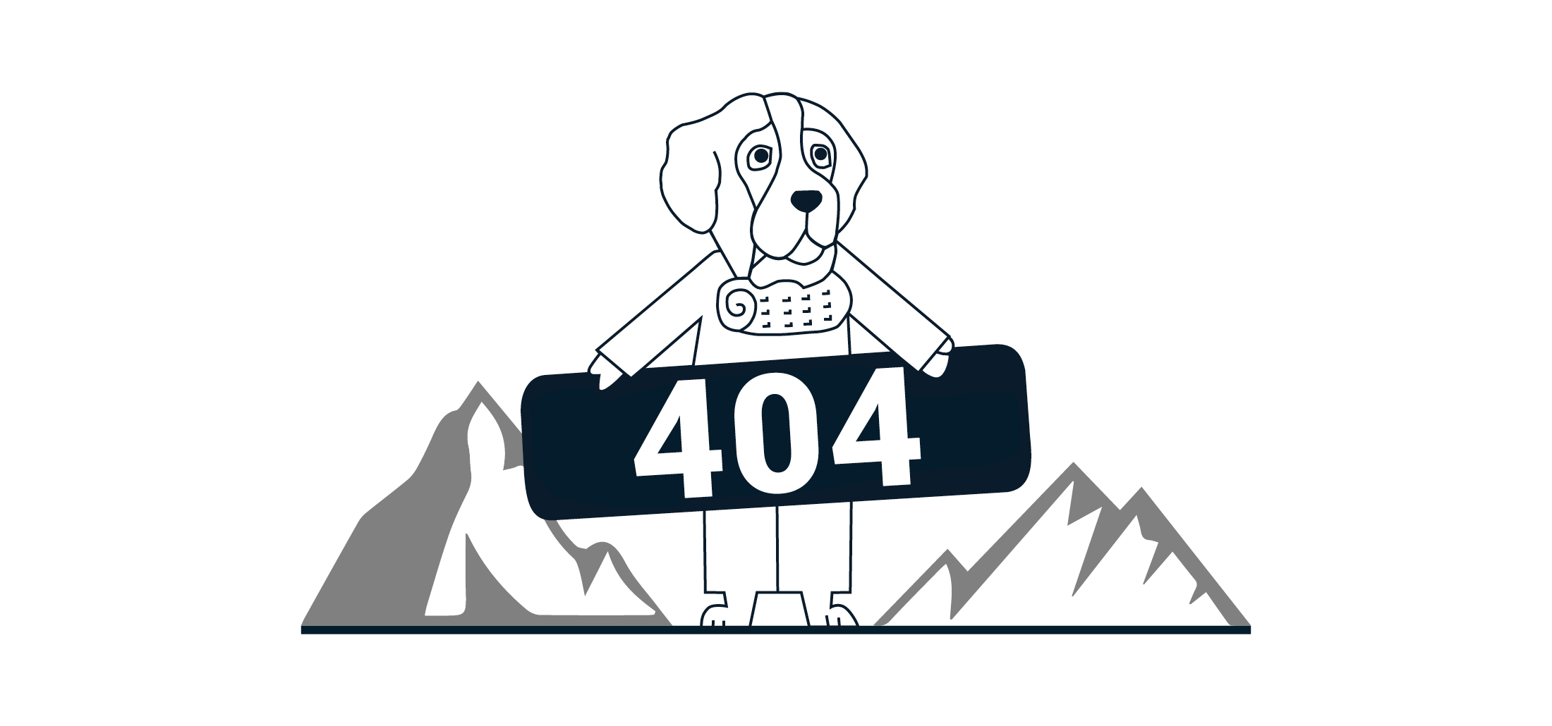 Reggie in the mountains holding a 404 sign.