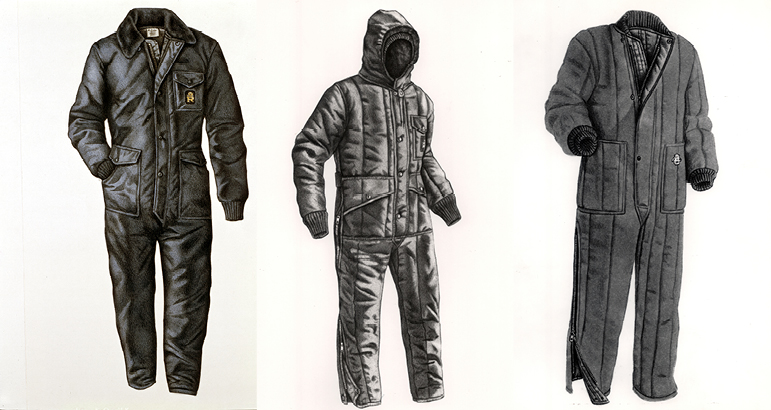 Renderings of early RefrigiWear freezer suits